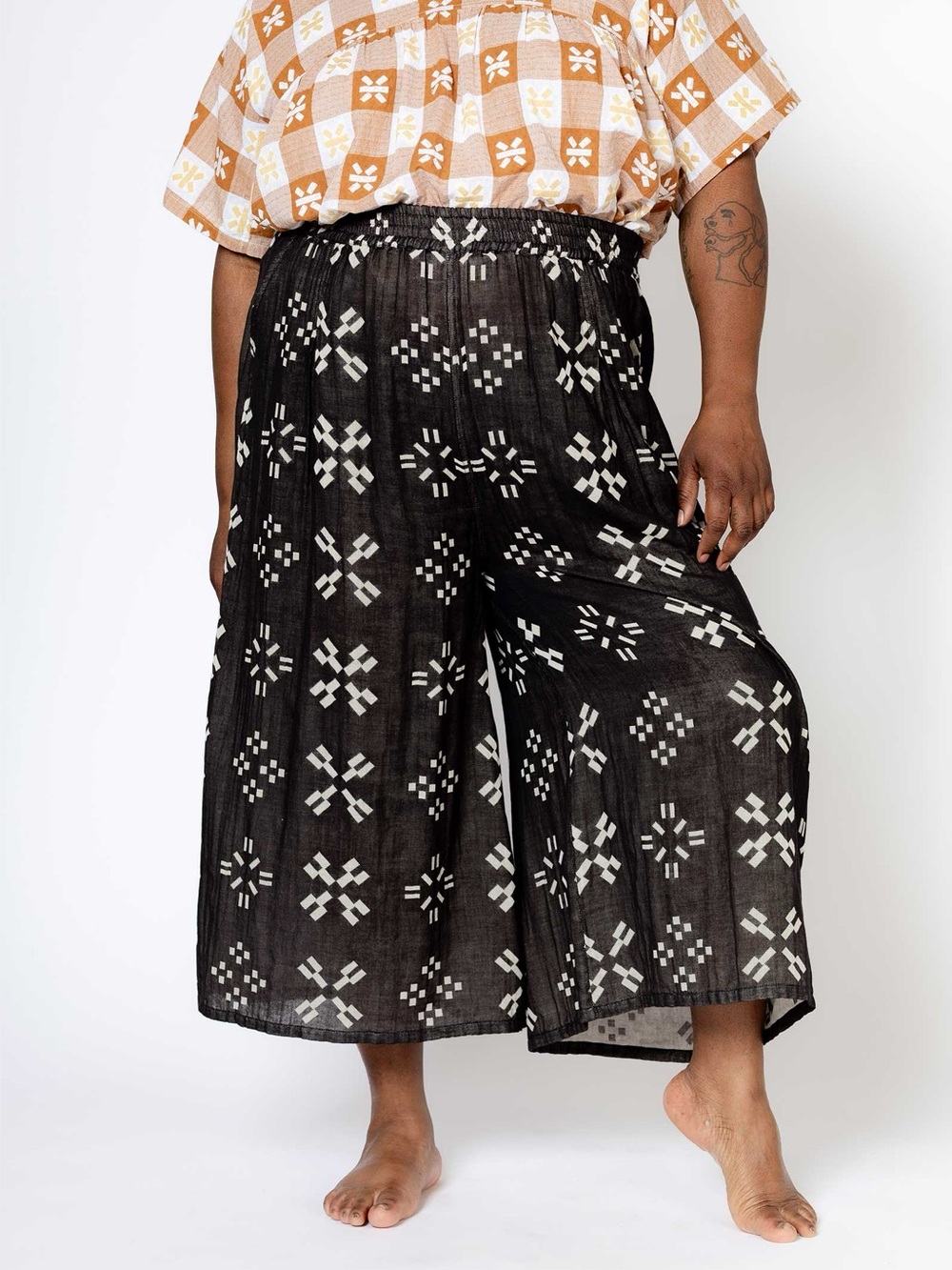ACE & JIG jo midi wide pants in cartwheel fabric size small NWT